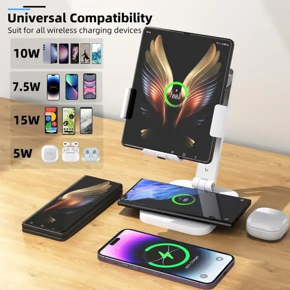 Wireless Charger Stand for Z Fold 7/6/5/4/3, Aluminium Alloy Charging Station [3 - Picture 5 of 6